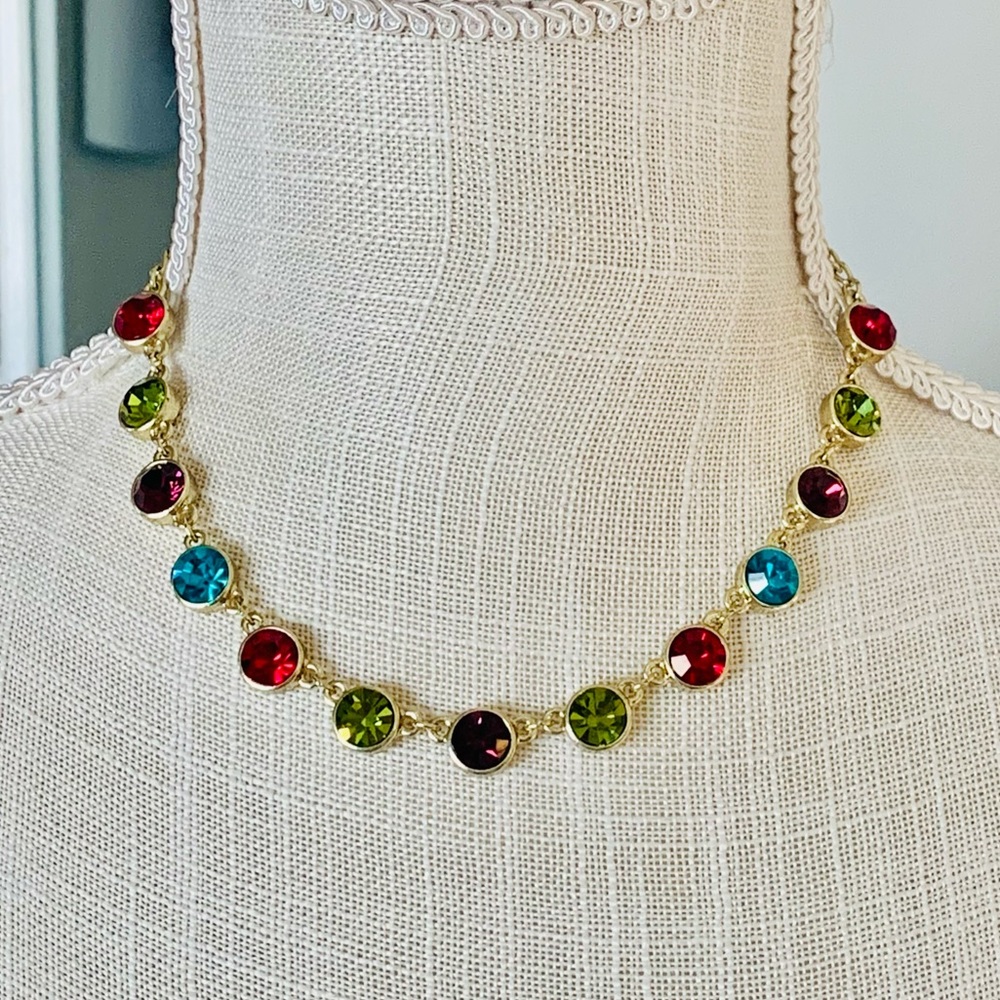 2028 Multi-colored Rhinestone Choker Necklace